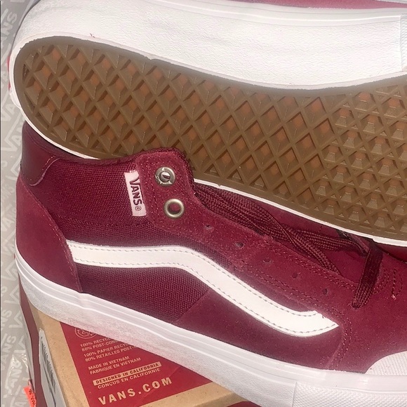 >Ⓜ️VANS STYLE 112 MID PRO CLASSIC SUEDE/CANVAS BURGUNDY/WHITE #1 SKATE BRAND NEW main image 10